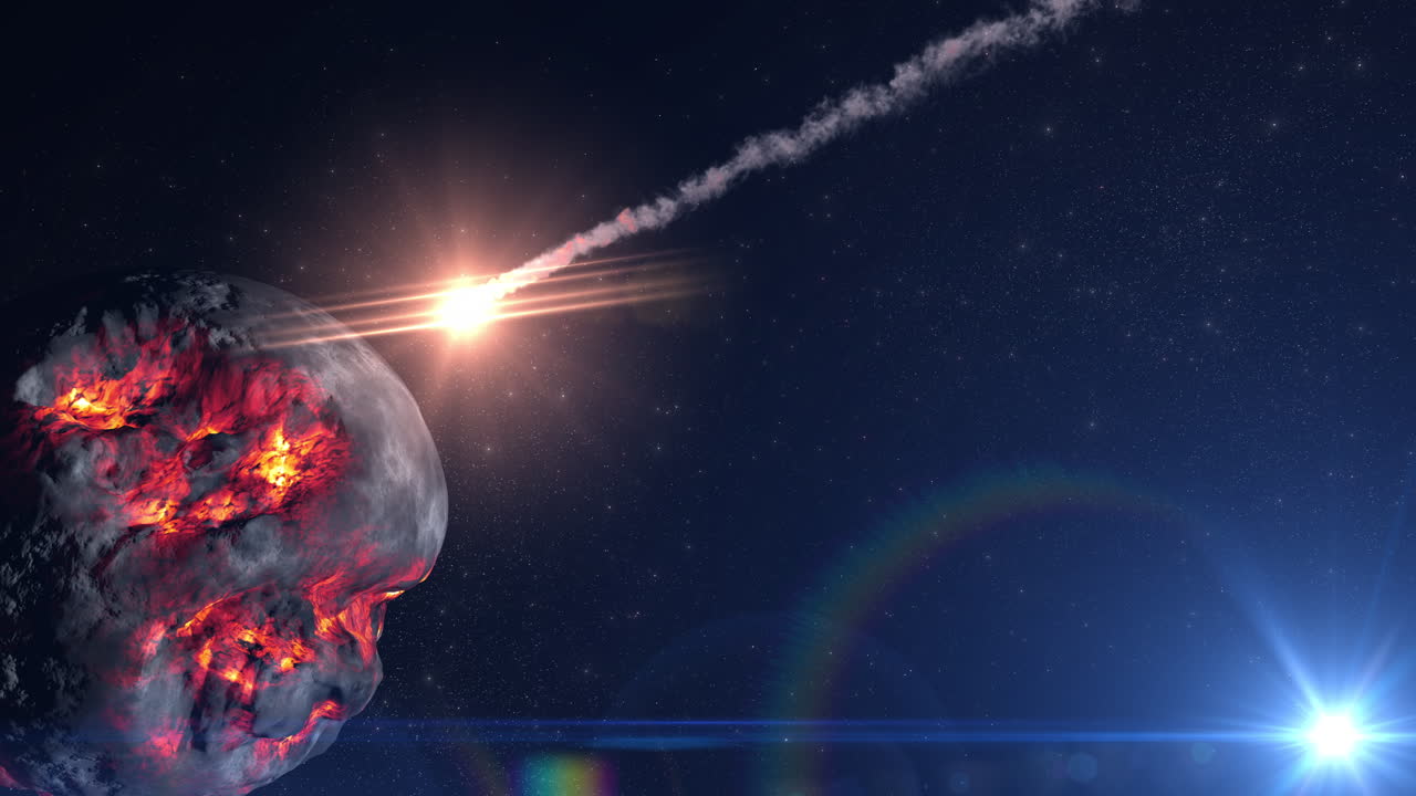 Meteor Impact on a Planet in Space