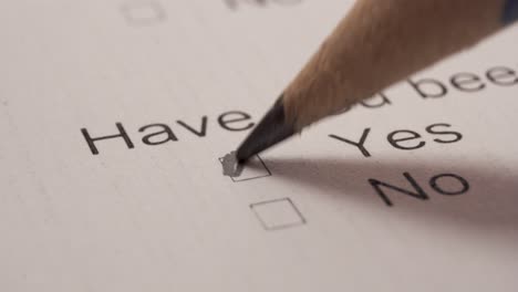 filling out yes in a selection box of a feedback survey papers