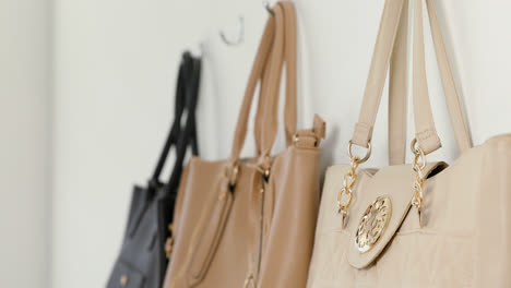 Various-purses-hanging-on-hook-4k