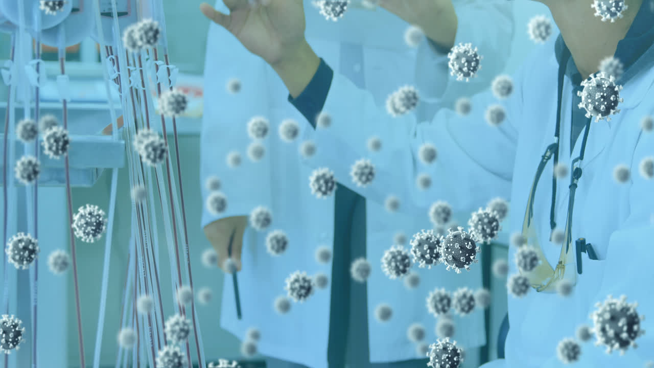 백인 의사들에 대한 바이러스 세포의 애니메이션