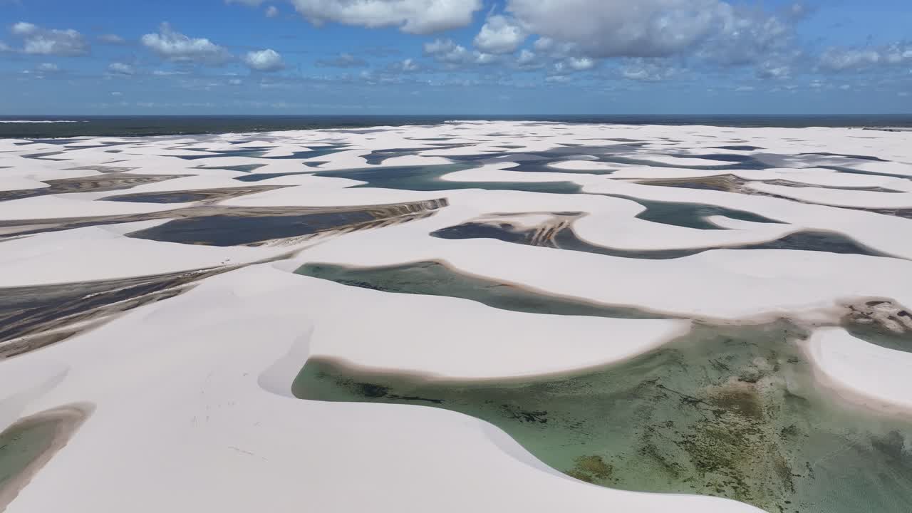 Lencois Maranhenses At Santo Amaro In Maranhao Brazil. Nature Landscape. Winding Sand Dunes. Lencois Maranhenses At Brazil. Rainwater Lakes. Beautiful High Dunes. Summer Travel. Brazil Northeast