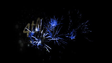 4th of july text and blue fireworks 4k