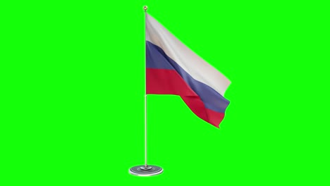 russia 3d illustration of the waving flag on a pole with chroma key