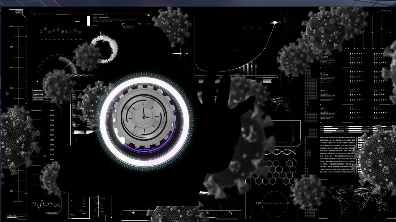 Animation of scope scanning and data processing over covid 19 cells
