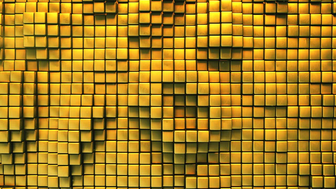 patrón geométrico de cubos de oro 3d hacer animación de bucle sin costuras