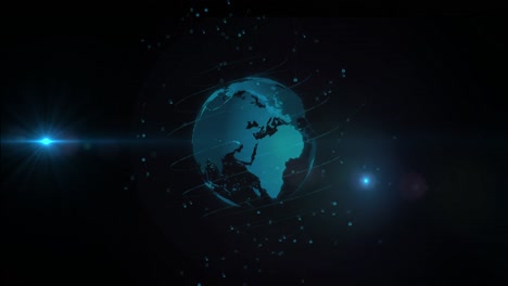 Animation-of-network-of-connections-over-globe-on-black-background