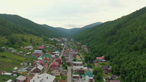 aerial view of a mountain village