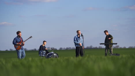 band performing in a field