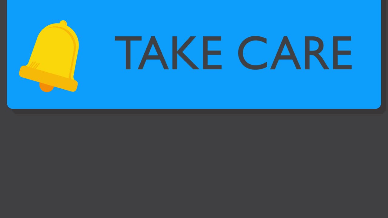 Take Care, Text on notification bubble from portable information device screen.