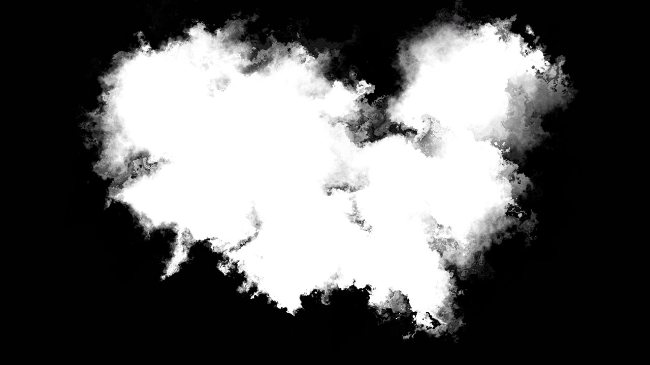Nuvola di fumo d'inchiostro nero, sfondo pulito, bordi grigi morbidi, texture organica che si diffonde, opaco astratto