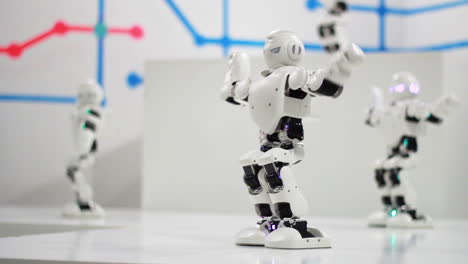 Humanoid robot dance. Cute robots dancing. Smart robotic technology