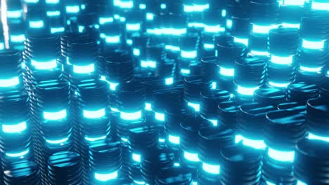 composición de fondo abstracto con cilindros de tubos brillantes en perspectiva. plantilla digital futurista con espacio de copia. animación 3d de bucle sin costuras. 4k uhd