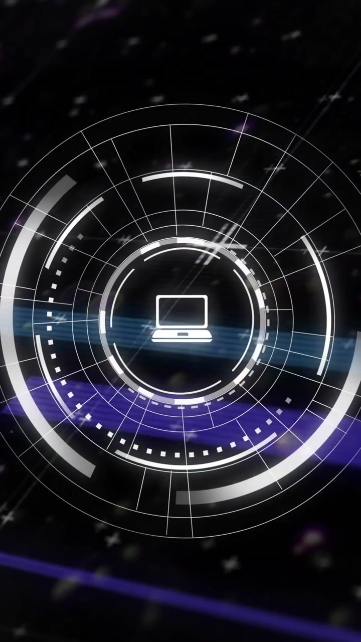 Animazione di una rete di connessioni su icone digitali su sfondo nero