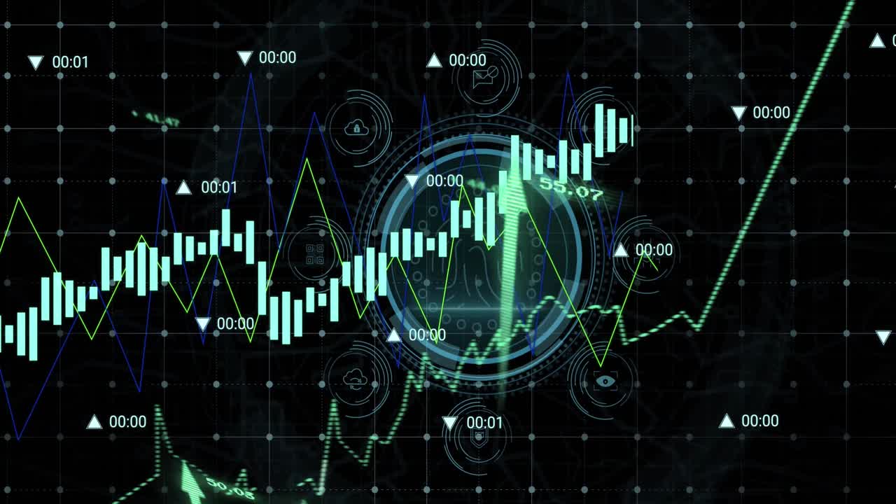 animación del procesamiento de datos sobre un fondo negro