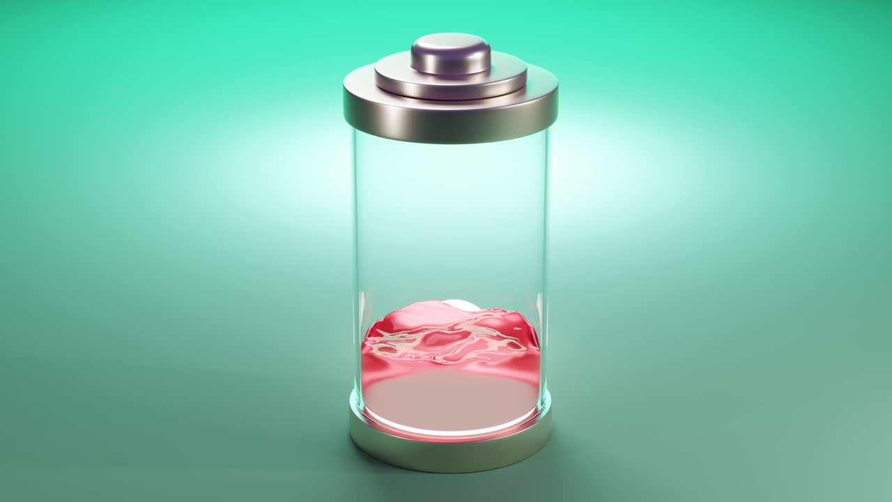 Battery charging and discharging. 3d Animation Loop
