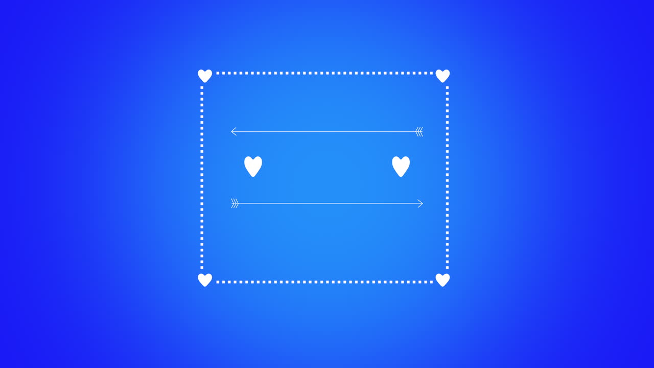 블루 그라데이션에 하트와 화살표가 있는 흰색 프레임