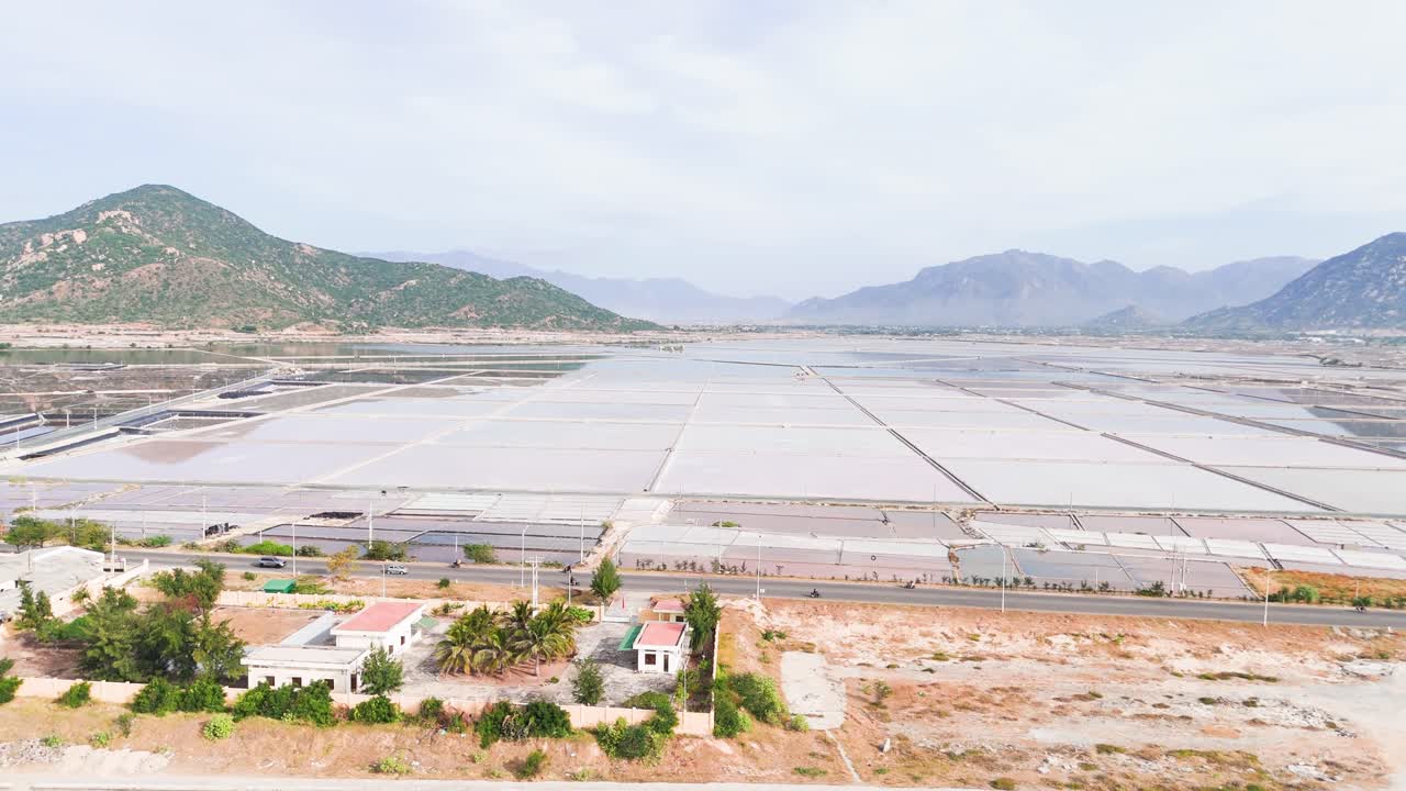 Aerial View Jib of the Mountains and the Farm in Ninh Thuận.