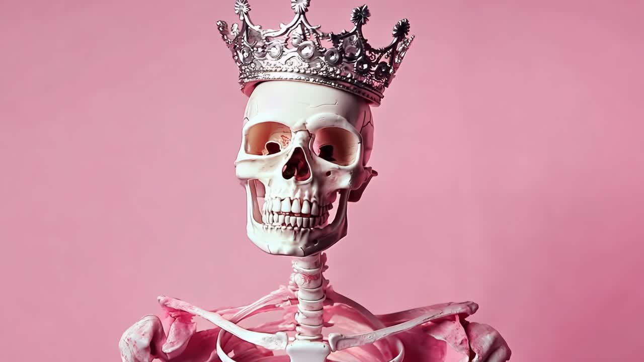 скелет с короной на голове