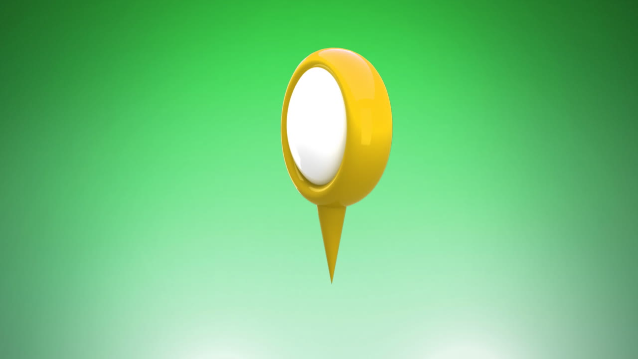 animación del alfiler de ubicación amarillo rebotando sobre fondo verde