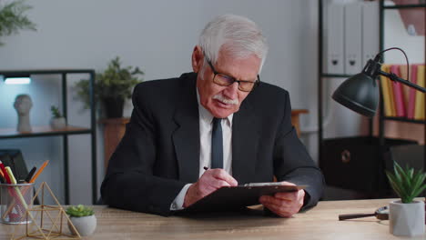 senior business man director having interview job discussion, video conference call at home office