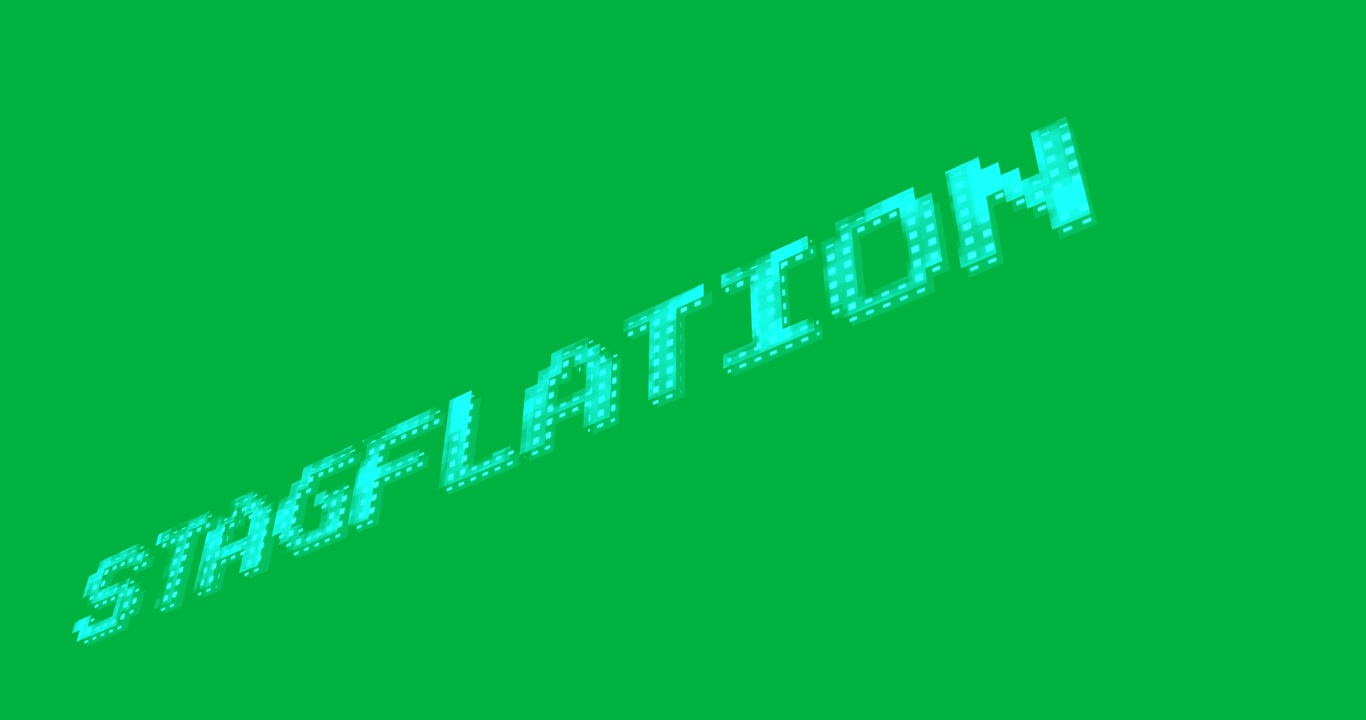 Animation of stagflation text on transparent background