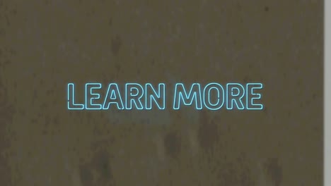 animación de neón aprender más texto sobre fondo texturizado