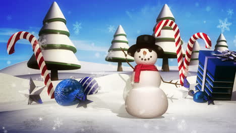 Winter-wonderland-with-waving-snowman