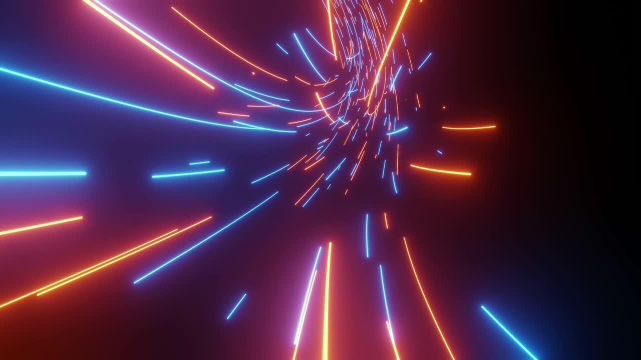 Motion graphic 4K seamless loop of flying into digital technologic tunnel. Futuristic technology abstract background with lines for network, big data, data center, server, internet, speed.