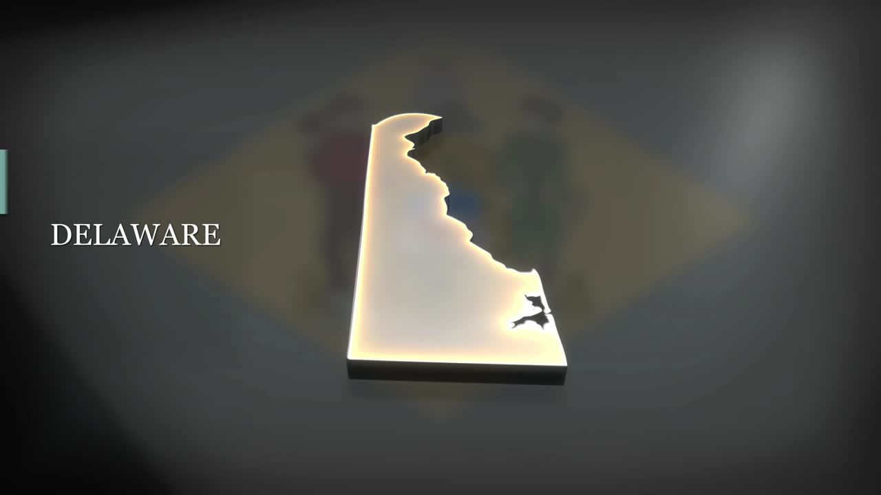 3D animated Map of Delaware