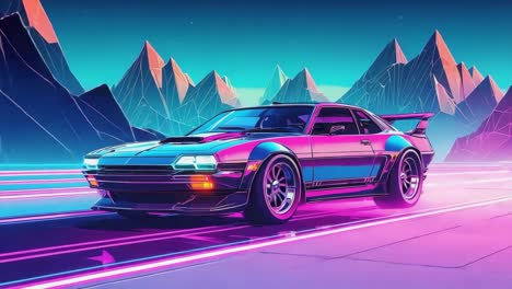 retro-futuristic synthwave car