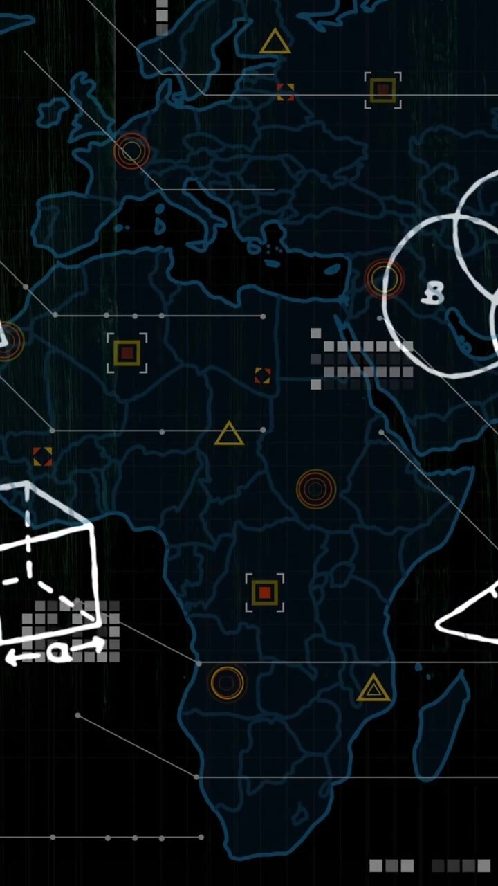 Animation of data processing over black background