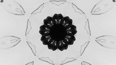 animación fractal tinta salpicaduras de agua negro blanco