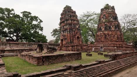 slow panoramic view of historic temple ruins