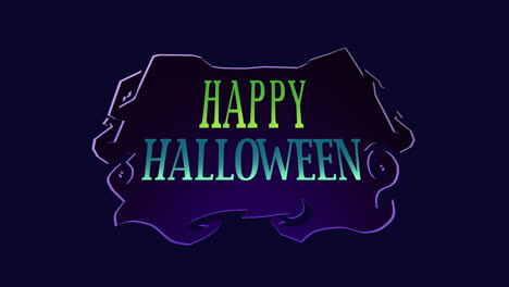 feliz halloween en marco oscuro en degradado negro