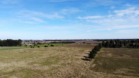 Aerial-video-of-the-field-on-a-sunny-day,-located-in-Canelones-Uruguay