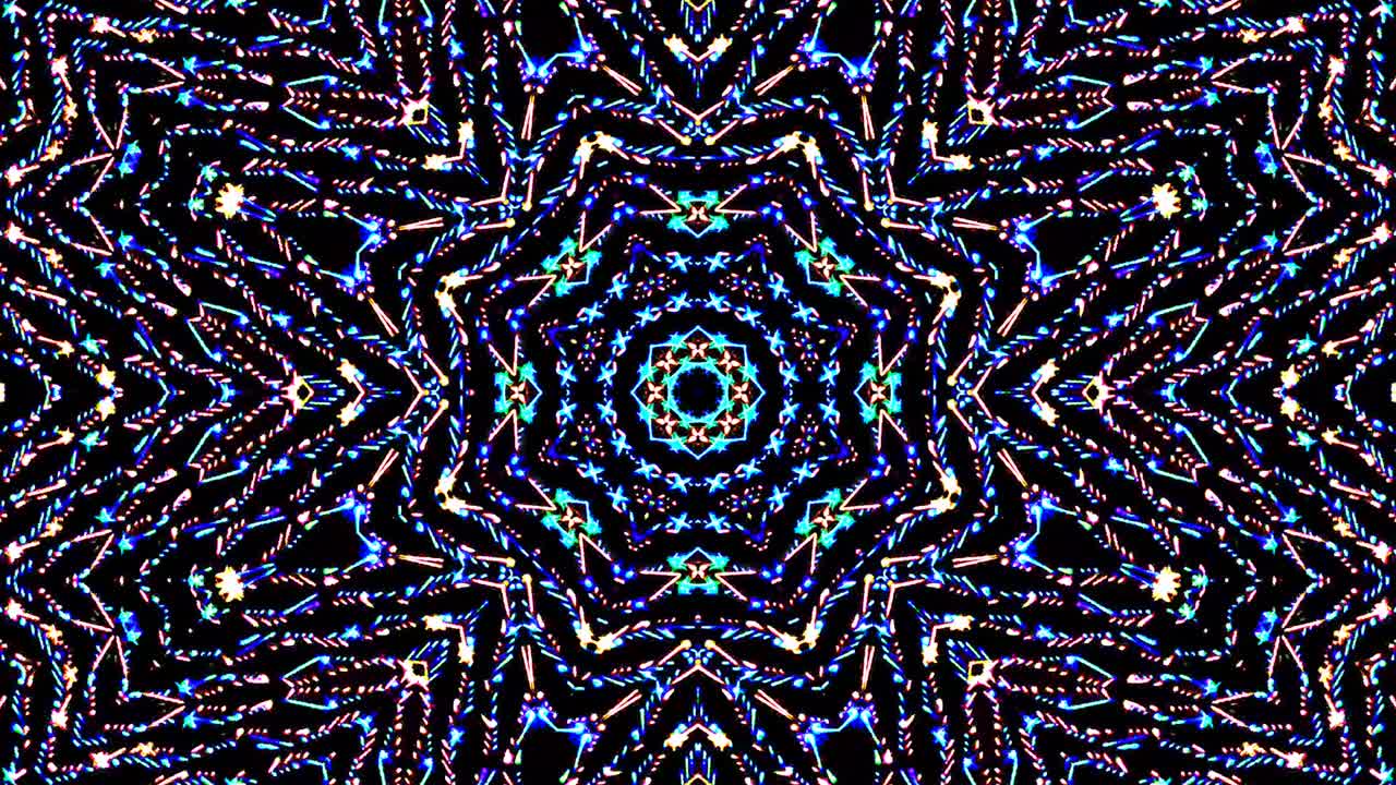 colorful lines glowing waves flower shape background kaleidoscope abstract