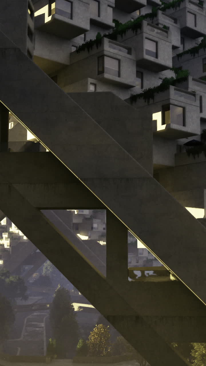 Modern architectural design showcases innovative housing structures in a city