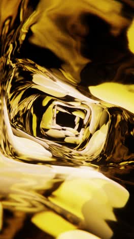 golden metallic liquid flowing in weightlessness. vertical looped video