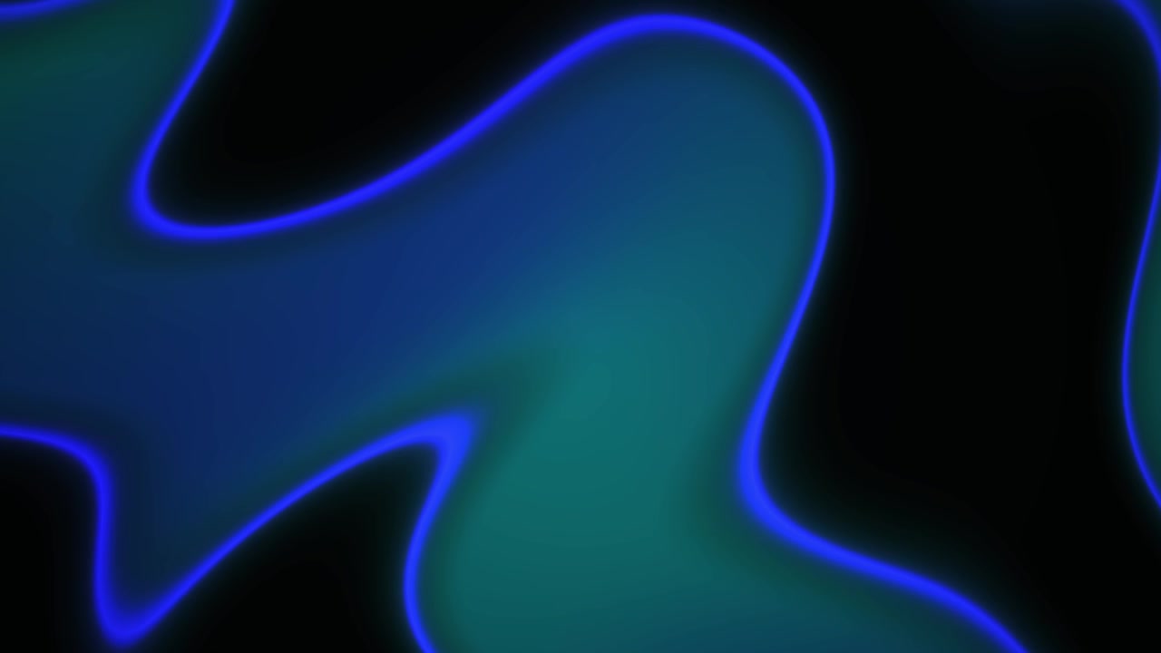Abstract Flowing Liquid Shapes with Neon Blue Outline