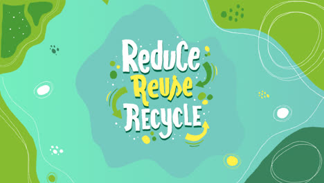 gráfico de movimiento dibujado a mano reducir la reutilización reciclar letras