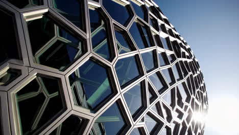 modern hexagonal glass building facade