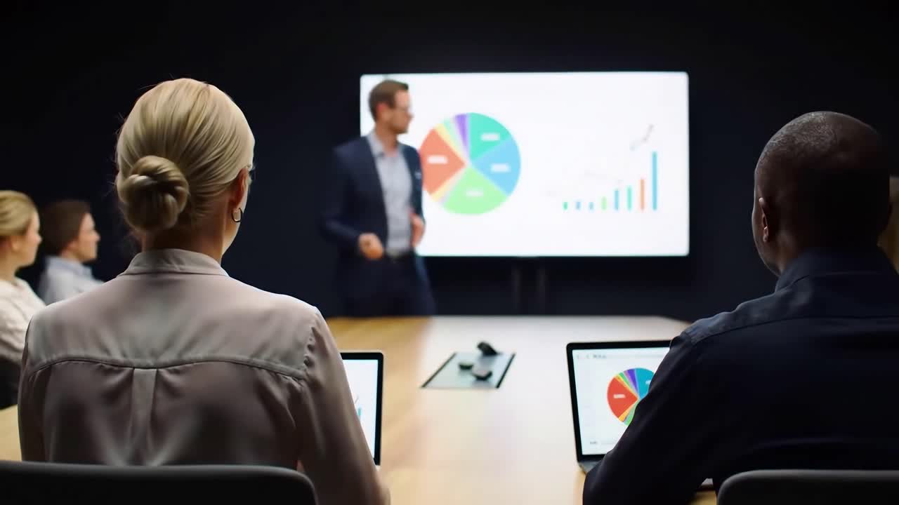 Executive Presenting Data in Boardroom Meeting