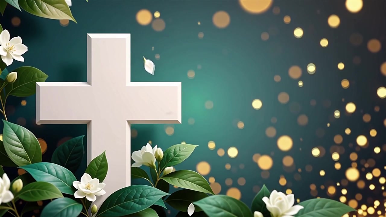 Croce Cristiana Luce Celestiale Sfondo per il Culto.