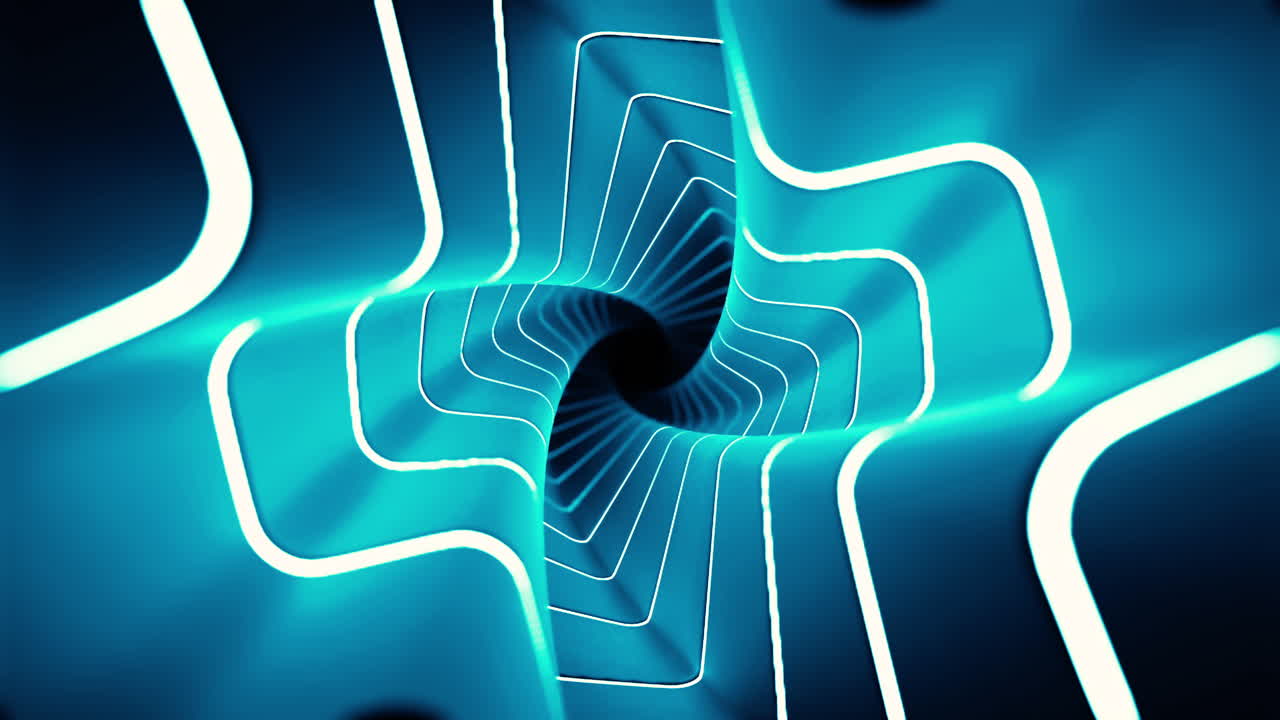 túnel azul de neón abstracto