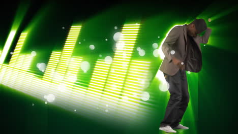 dancing man with green light and eq levels