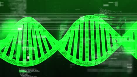 Animation-Des-DNA-Strangs-Und-Der-Datenverarbeitung-Auf-Schwarzem-Hintergrund