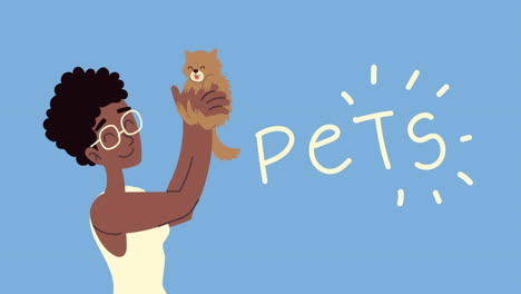 afro woman with cat mascot characters