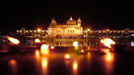 the golden temple amritsar india celebrate gurupurab in golden temple and fireworks