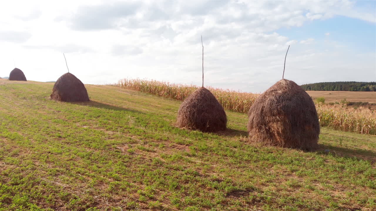 Aerial Fotage close to haystack in Europe