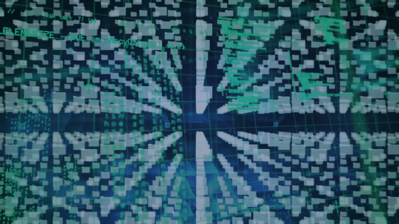 animación del procesamiento de datos a través de conexiones de microprocesador que forman un icono de candado de seguridad